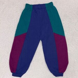 Donmoor 80’s vintage Kids Colorblock Jogger Pants blue purple green size 4t